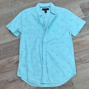 2 Men Sky Blue/Green Shirt with Cloud Pattern